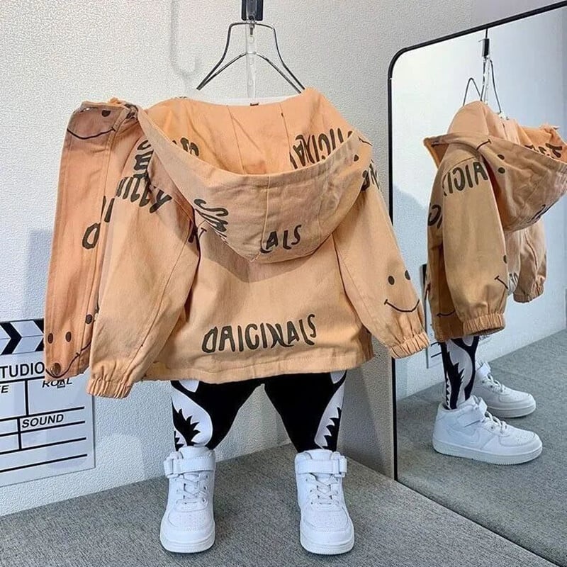 Детско пролетно палто 2023 Нова мода за момчета и бебета Корейско яке с качулка Палто Детско ежедневно палто с цип 2-9 г