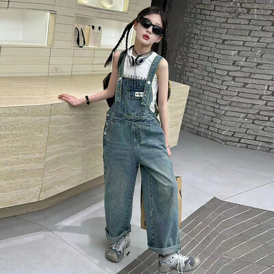 Adolescenți fete blugi salopete pentru primăvară toamnă noi copii denim salopete copii denim salopete copii blugi pantaloni pentru fete salopete