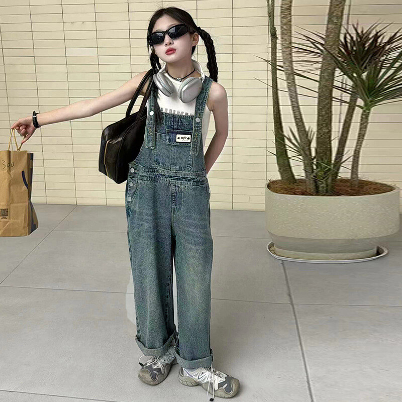 Adolescenți fete blugi salopete pentru primăvară toamnă noi copii denim salopete copii denim salopete copii blugi pantaloni pentru fete salopete