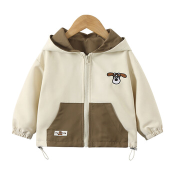 Ins Άνοιξη Φθινόπωρο Baby Boys Jacket Βαμβακερή κουκούλα Τσέπη κινουμένων σχεδίων Φερμουάρ για σκύλους Wram Toddler Boys Outerwears Παιδικά Αγόρια Παλτό