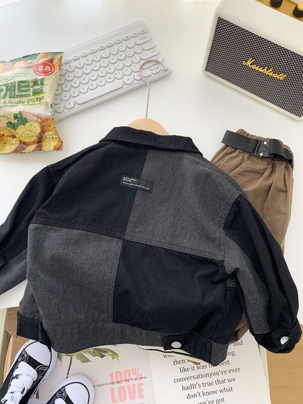 2-9 г. Бебе момче Корейско пачуърк дънково яке 2023 Ново красиво ежедневно модерно палто за деца пролет есен