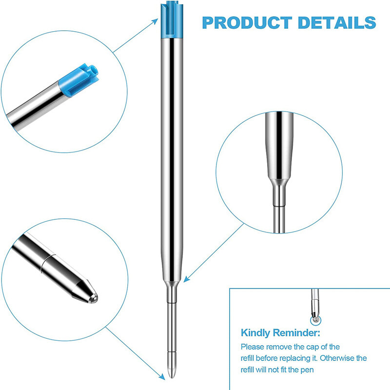 10/20 bucăți 9,9 cm rezerve de pix cu bilă din metal Tije de cerneală albastră și neagră 1,0 mm reîncărcare pixuri cu bile cu vârf mediu