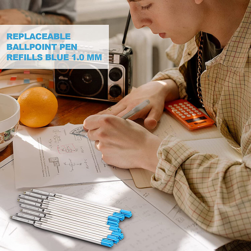10/20 bucăți 9,9 cm rezerve de pix cu bilă din metal Tije de cerneală albastră și neagră 1,0 mm reîncărcare pixuri cu bile cu vârf mediu