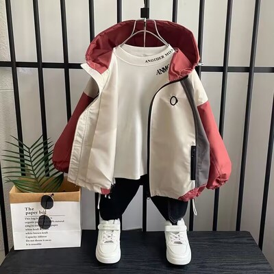 Jachetă cu glugă pentru băieți de primăvară și toamnă, nouă, pentru adolescenți, pentru băieți, la modă, pentru copii, îmbrăcăminte ocazională, jachetă 2 4 6 8 10 13 15 ani