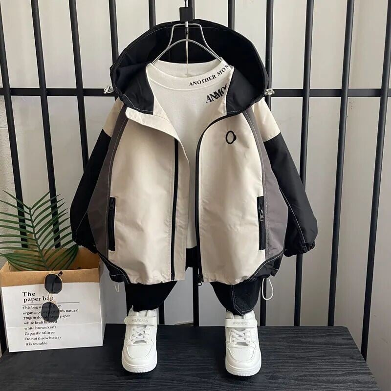 Jachetă cu glugă pentru băieți de primăvară și toamnă, nouă, pentru adolescenți, pentru băieți, la modă, pentru copii, îmbrăcăminte ocazională, jachetă 2 4 6 8 10 13 15 ani