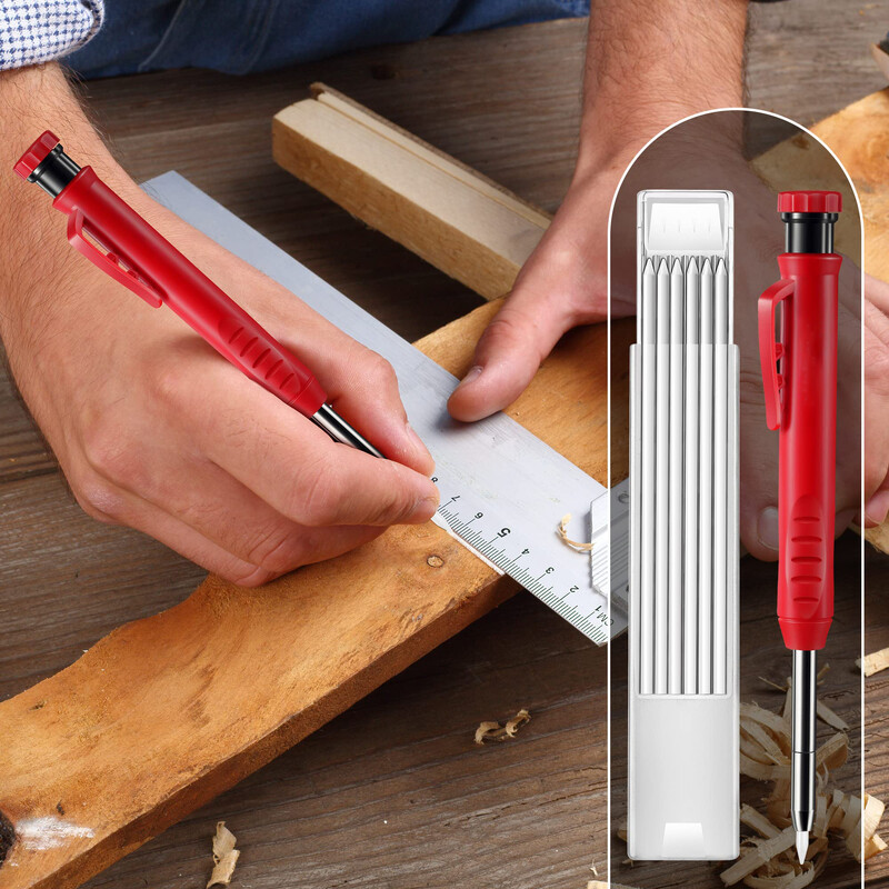 24 tükki 2,8 mm läbimõõduga tahke puusepa pliiatsikomplekt, täidised puusepa jaoks Puusepa marker Puidutöötlemise mehaaniline pliiats