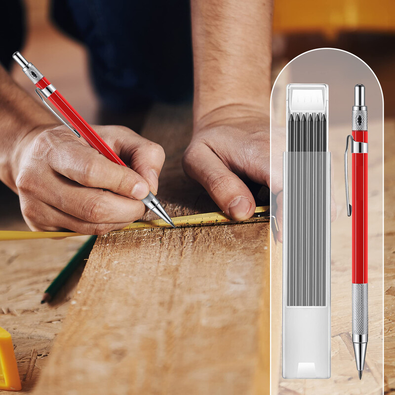 24 tükki 2,8 mm läbimõõduga tahke puusepa pliiatsikomplekt, täidised puusepa jaoks Puusepa marker Puidutöötlemise mehaaniline pliiats