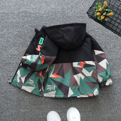 Jakne s kapuljačom za dječake Proljeće Jesen Dječja Tanka vjetrovka s patentnim zatvaračem Kaput Ležerna gornja odjeća s printom i bušenjem Dječja odjeća 2-8 godina