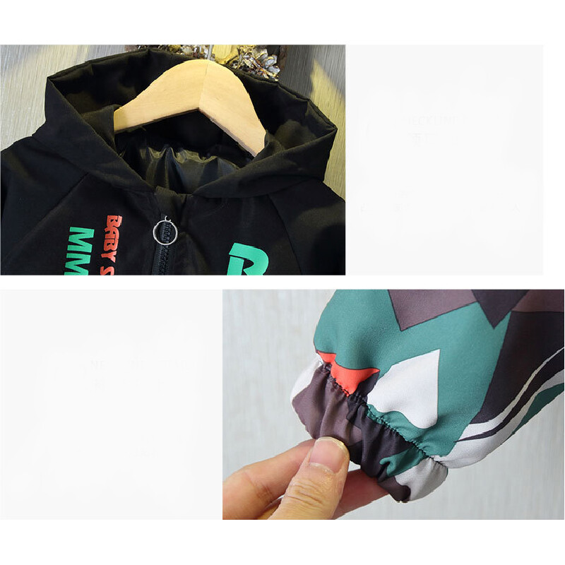 Jakne s kapuljačom za dječake Proljeće Jesen Dječja Tanka vjetrovka s patentnim zatvaračem Kaput Ležerna gornja odjeća s printom i bušenjem Dječja odjeća 2-8 godina