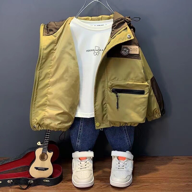 Îmbrăcăminte exterioară pentru băieți Îmbrăcăminte de lucru Primăvară și toamnă 2024 Stil nou La modă și la modă Toamnă Jachetă de vânt pentru copii Top băieți