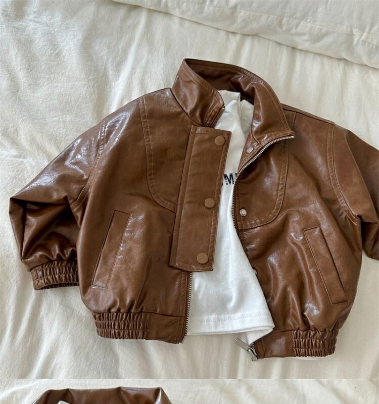 Poiste Jope ülerõivad Kevad ja Sügis Uus Korea Laste Vintage Tõmblukuga Nahkrõivad Moodsad Beebi jakid Top