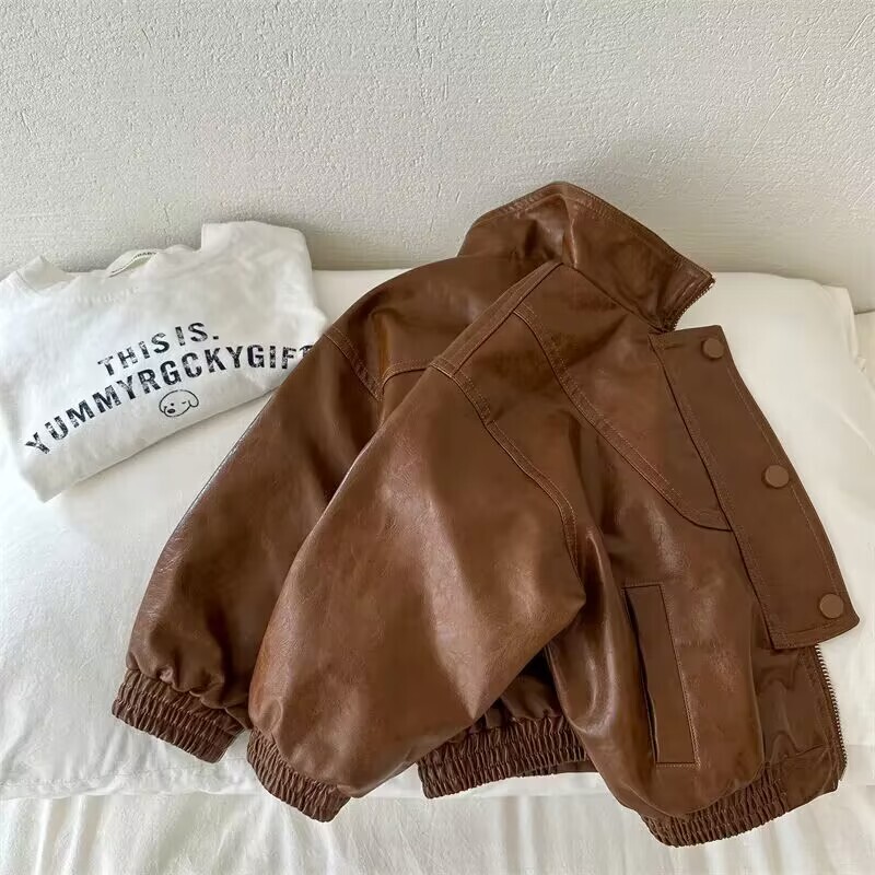 Poiste Jope ülerõivad Kevad ja Sügis Uus Korea Laste Vintage Tõmblukuga Nahkrõivad Moodsad Beebi jakid Top