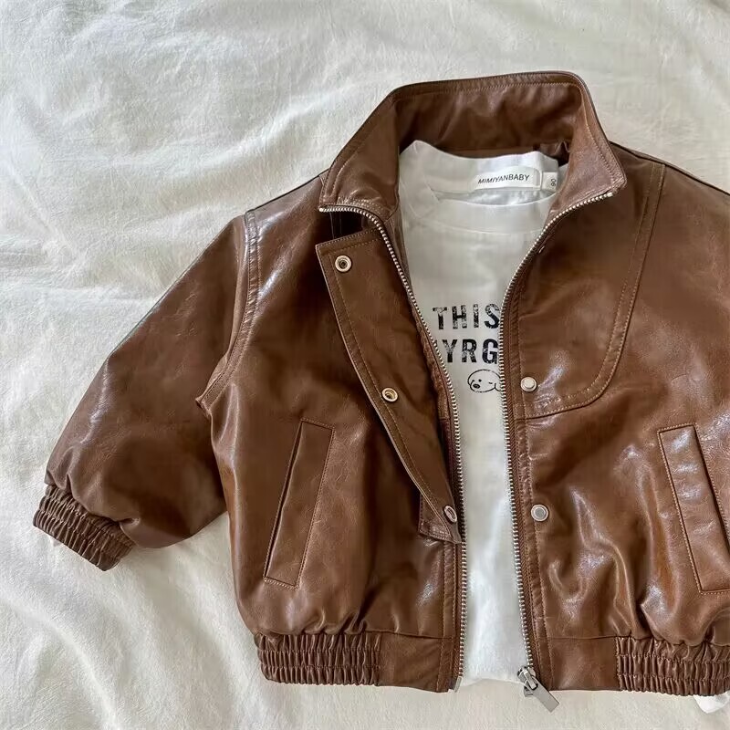 Poiste Jope ülerõivad Kevad ja Sügis Uus Korea Laste Vintage Tõmblukuga Nahkrõivad Moodsad Beebi jakid Top