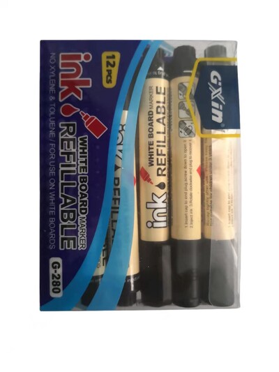 Gxin G-280 12 kom. Izbrisivi markeri za bijelu ploču, zamjenjivo punjenje, vlaknasti vrh, tinta na bazi vode, pribor za školske sastanke.