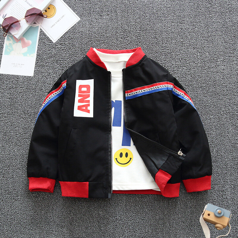 Proljeće i jesen 2024. Dječja dječja odjeća s džepnim pismom i dugim rukavima s patentnim zatvaračem i kapuljačom, dječja odjeća od 1 do 8 godina