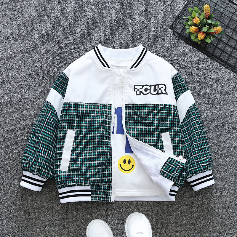 2024 kevad ja sügis tüdrukud laste vaba aja ruuduline kiri pikkade varrukatega kapuutsiga lukuga mantel Lasteriided 1-8a