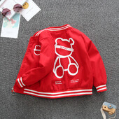 2024, primăvară și toamnă, pentru băieți, imprimeu casual, ursuleț, cu mâneci lungi, cu gât rotund, cu fermoar, haine pentru copii 1-8 ani