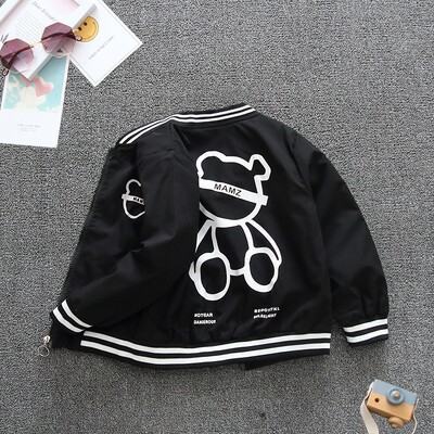 2024, primăvară și toamnă, pentru băieți, imprimeu casual, ursuleț, cu mâneci lungi, cu gât rotund, cu fermoar, haine pentru copii 1-8 ani