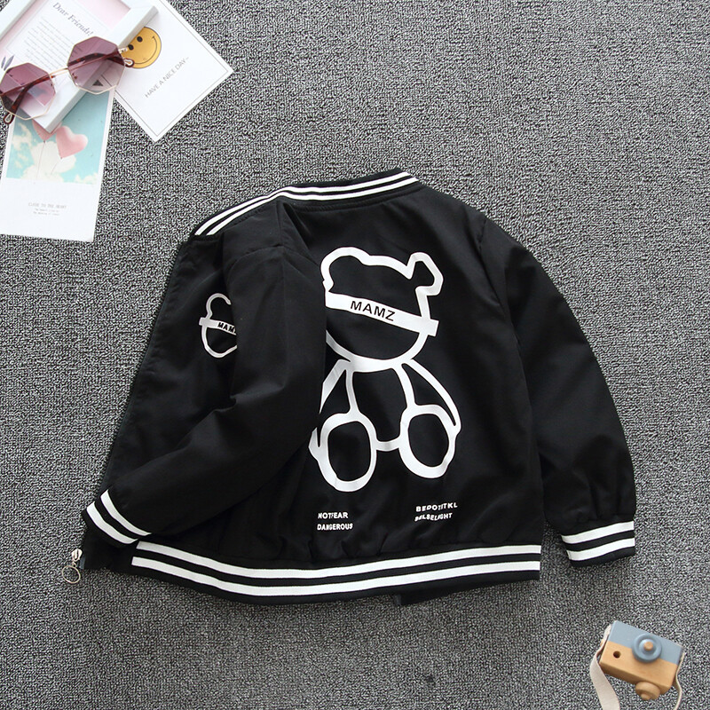 2024, primăvară și toamnă, pentru băieți, imprimeu casual, ursuleț, cu mâneci lungi, cu gât rotund, cu fermoar, haine pentru copii 1-8 ani
