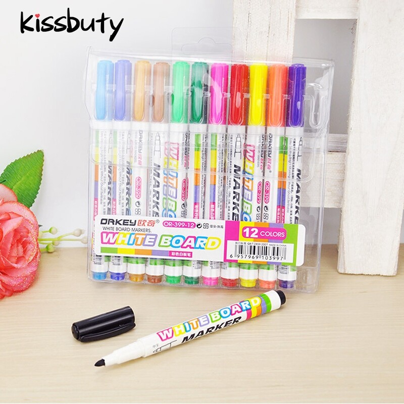 Pixuri Marker pentru tablă albă, 12 culori, cretă lichidă, ceramică din sticlă șters pentru copii, stilou, rechizite de birou, articole de papetărie