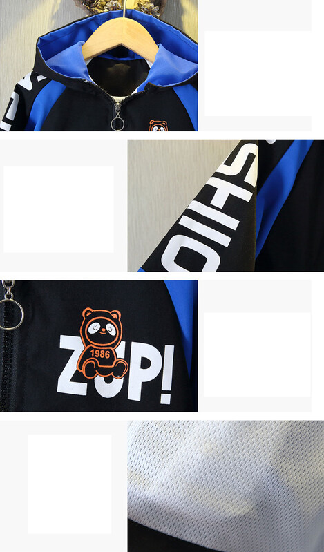 2024, primăvară și toamnă, băieți, scrisoare casual, ursuleț, cu mâneci lungi, cu gât rotund, cu fermoar, haine pentru copii, 1-8 ani