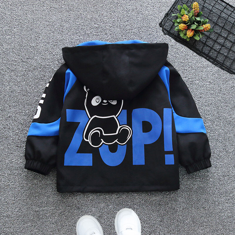 2024, primăvară și toamnă, băieți, scrisoare casual, ursuleț, cu mâneci lungi, cu gât rotund, cu fermoar, haine pentru copii, 1-8 ani