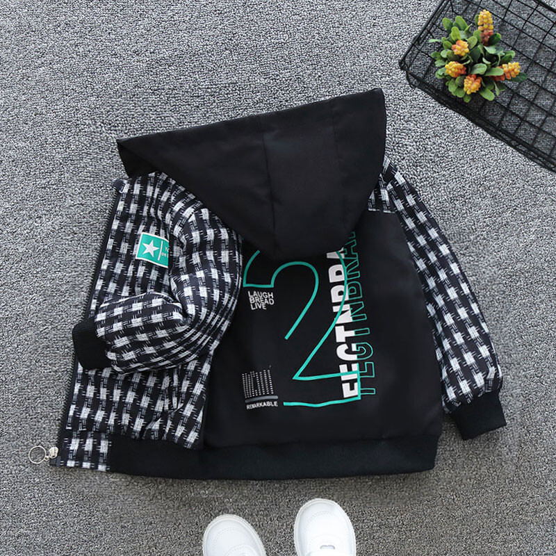 2024 Kevad- ja sügisene tüdrukute laste ruuduline kiri pikkade varrukatega Ümarkaelus Tõmblukuga mantel Lasteriided 1-8A