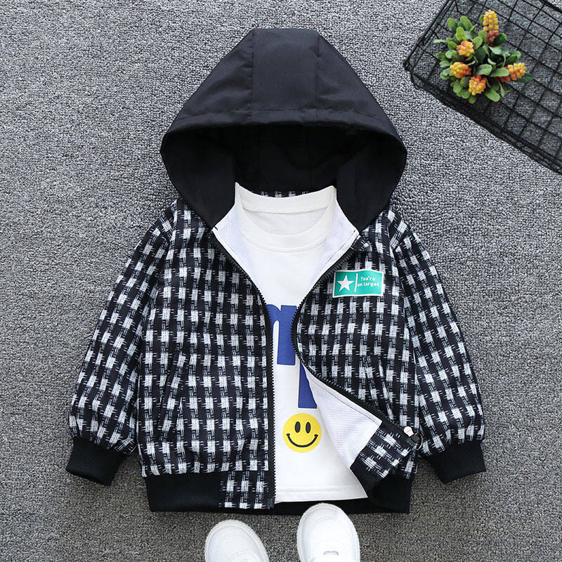 2024 Kevad- ja sügisene tüdrukute laste ruuduline kiri pikkade varrukatega Ümarkaelus Tõmblukuga mantel Lasteriided 1-8A