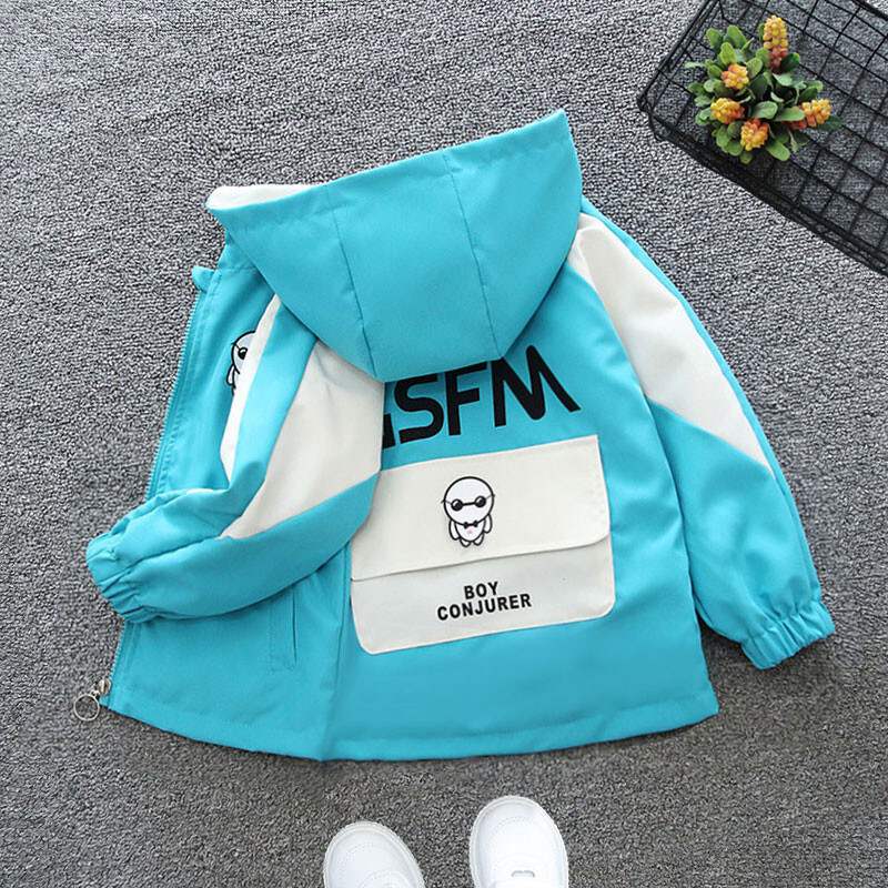 2024, primăvară și toamnă, pentru băieți, tipărire ocazională, buzunar cu litere albe mici, haină cu fermoar, gât rotund, îmbrăcăminte pentru copii, 1-8 ani