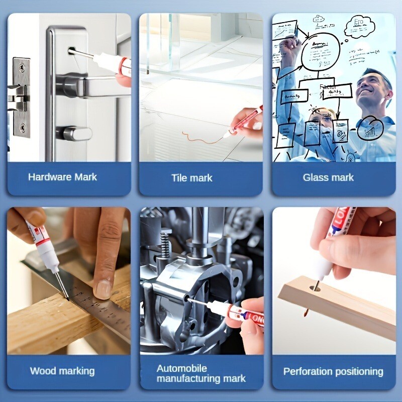 6 tk/komplekt 20 mm sügava auguga pika otsapeaga markerid metallist perforeeriva pliiatsi jaoks veekindel Vannitoa puidutöötlemine dekoratsiooniks mitmeotstarbeline