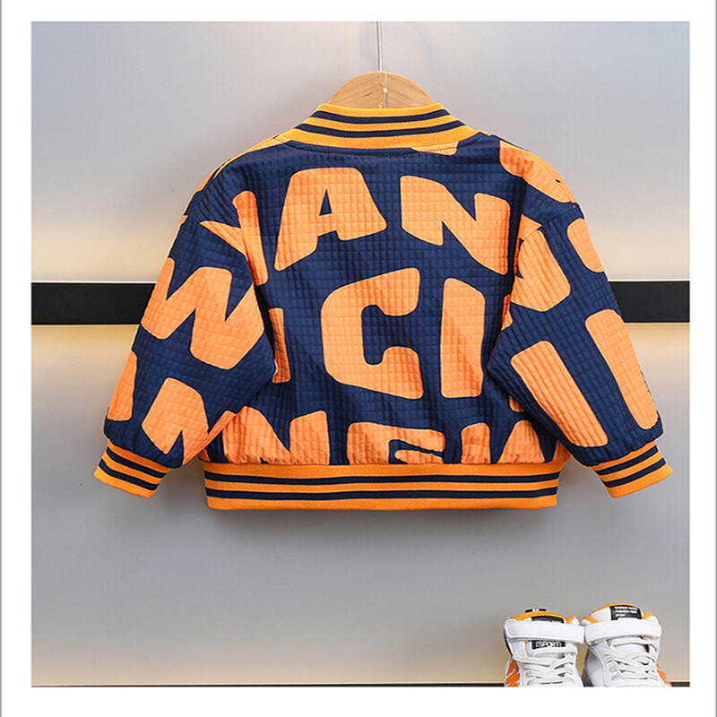 Kevad ja sügis 2024 Poiste lasteriided odavad Moodsad vabaaja ühevärvilised, suure tähestikuga pesapallimantel, 6–12–8 aastat vana