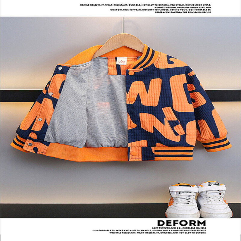 Kevad ja sügis 2024 Poiste lasteriided odavad Moodsad vabaaja ühevärvilised, suure tähestikuga pesapallimantel, 6–12–8 aastat vana