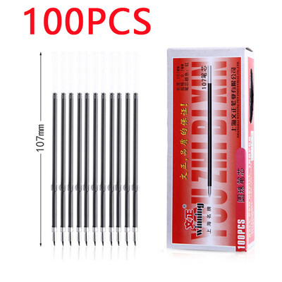 100 τεμ./κιβώτιο 0,7 χιλιοστών στυλό επαναπλήρωσης μαύρου μπλε κόκκινου μελανιού αντικαταστάσιμου πυρήνα Universal μήκους 107 χιλιοστών στυλό τύπου στυλό Τύπου Αναλώσιμα γραφείου