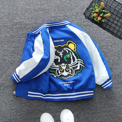 2024 m. pavasario ir rudens berniukų laisvalaikio spauda Tigro galva ilgomis rankovėmis apvaliomis kaklo paltai su užtrauktuku Vaikiški drabužiai 1–8 m.