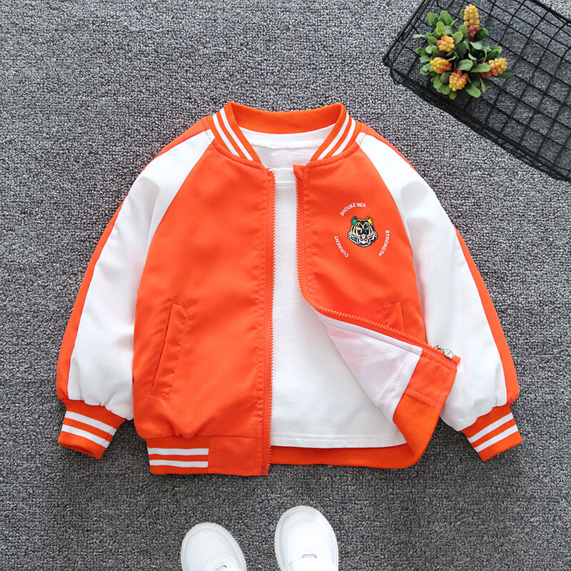 2024 m. pavasario ir rudens berniukų laisvalaikio spauda Tigro galva ilgomis rankovėmis apvaliomis kaklo paltai su užtrauktuku Vaikiški drabužiai 1–8 m.