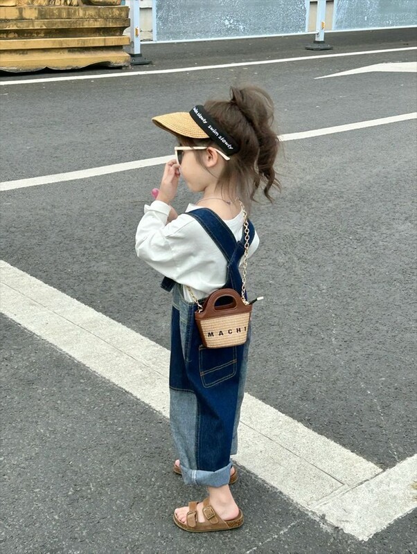 Toamna 2024, noi salopete din denim pentru copii, pantaloni casual, fete, salopete largi, blugi pentru sugari, pantaloni cu curea, haine pentru copii