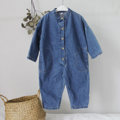 Uus Kevad sügisUnisex Laste Denim Kombinesoonid Korea Style Chic Baby Boys Tüdrukute Kombinesoonid Pehmed Avarad Püksid Laste Riided