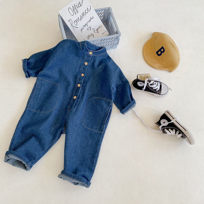 Uus Kevad sügisUnisex Laste Denim Kombinesoonid Korea Style Chic Baby Boys Tüdrukute Kombinesoonid Pehmed Avarad Püksid Laste Riided