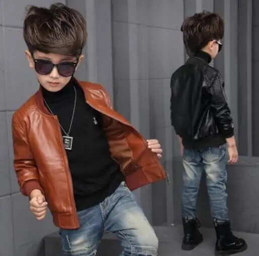 Uus Baby PU-nahast poiste jope Paks sametjakk Poiste mantlid Laste soojad ülerõivad 2 4 6 8 10 12-aastased jakid lastele