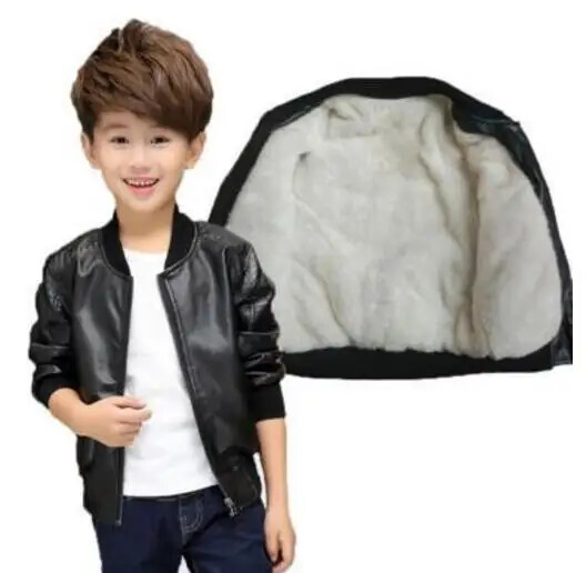 Uus Baby PU-nahast poiste jope Paks sametjakk Poiste mantlid Laste soojad ülerõivad 2 4 6 8 10 12-aastased jakid lastele