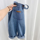 2024 Nou Fete Salopete Solid Denim Pantaloni Jeans Copii Salopete Salopete Bebeluși Îmbrăcăminte pentru copii Tinute de primăvară și vară