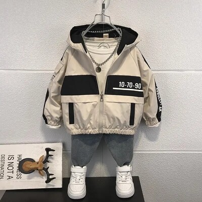 Copii Băieți Jachetă Primăvară și Toamnă Jachetă coreeană cu glugă Îmbrăcăminte nouă pentru copii Băieți Primăvară Casual Top 2 4 6 8 Y