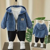 Jean jakna za dječake Proljeće i jesen Dječja majica s kapuljačom Modna jakna s patentnim zatvaračem za djevojčice Zgodan dječji kaput