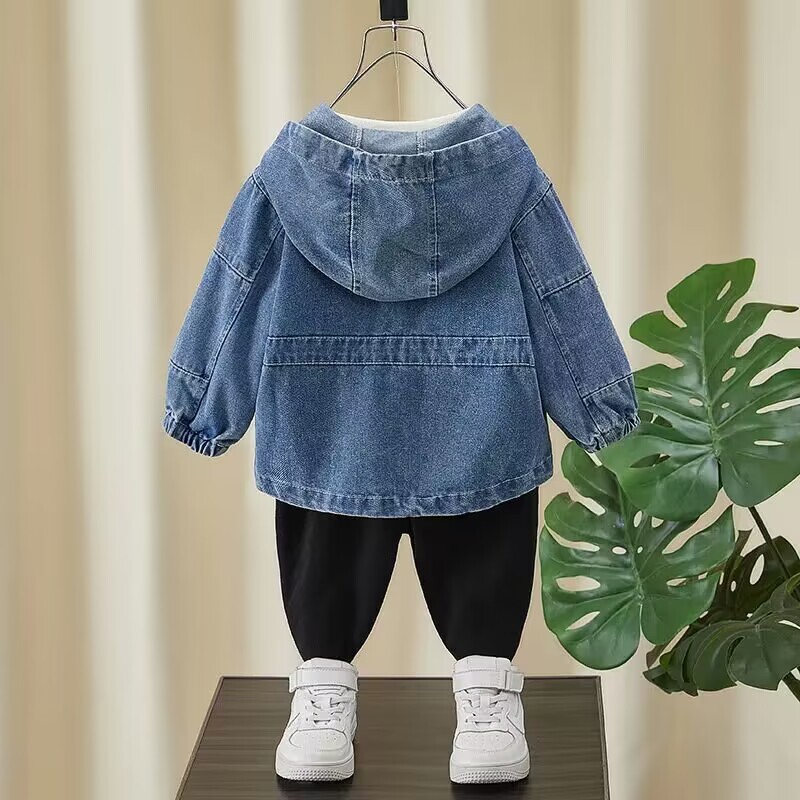 Jean jakna za dječake Proljeće i jesen Dječja majica s kapuljačom Modna jakna s patentnim zatvaračem za djevojčice Zgodan dječji kaput