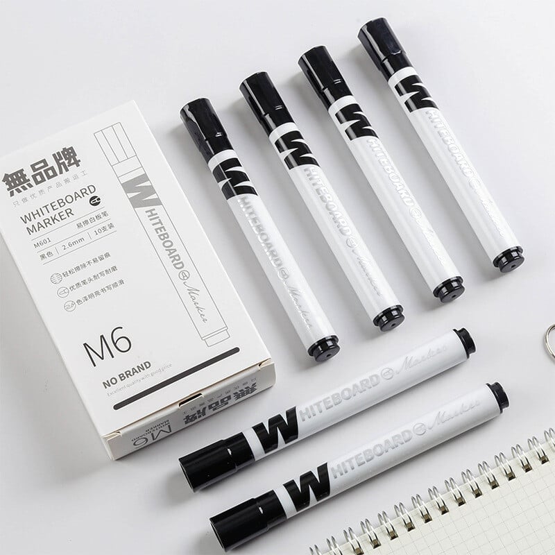 Sharkbang 10 buc/set 2,6 mm pix pentru tablă albă, negru/albastru/roșu, pixuri cu ulei pentru marcaj de desen pentru copii, rechizite de papetărie școlare, pixuri