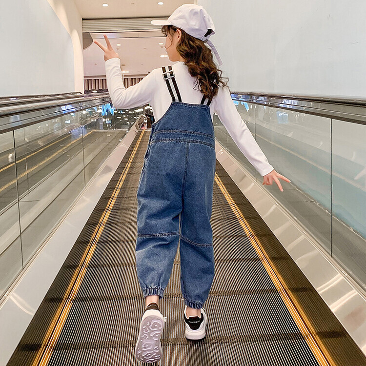 Adolescente fete salopete din denim toamnă imprimeu inimă fete pantaloni cu bretele ocazional adolescente pentru copii salopete salopete 6 8 10 12 14 Y