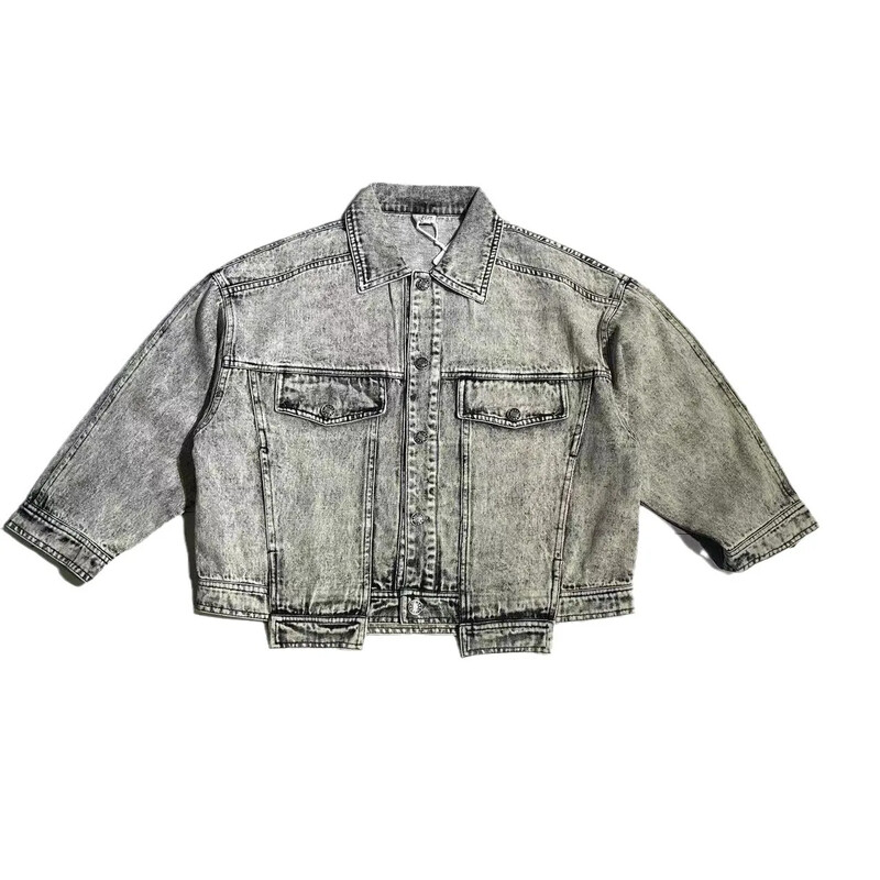 Dječja odjeća Traper jakna za dječake 2024. Novi jesenski dizajn u stilu, moderan, ležeran, jednostavan, dječji zgodan crni traper kaput