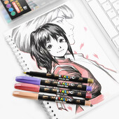 8 värvi metallist grafiti markerite komplekt Esiletõstjad Värvipliiatsid Käsitöö Joonistusmarker Kunst Kawaii kirjatarbed õpilastarbed