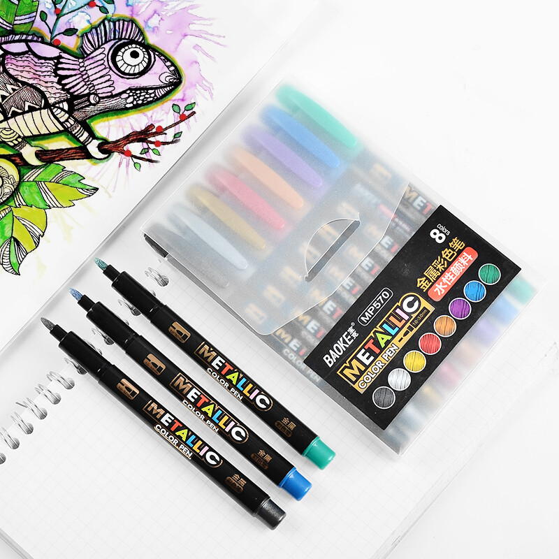 8 värvi metallist grafiti markerite komplekt Esiletõstjad Värvipliiatsid Käsitöö Joonistusmarker Kunst Kawaii kirjatarbed õpilastarbed
