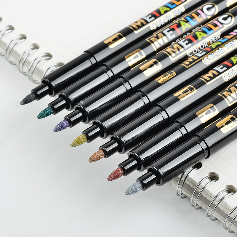 8 värvi metallist grafiti markerite komplekt Esiletõstjad Värvipliiatsid Käsitöö Joonistusmarker Kunst Kawaii kirjatarbed õpilastarbed